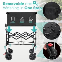 Sekey 330LBS Collapsible Wagon Heavy Duty 130L Large Capacity, Foldable Wagon Cart with All-Terrain Wheels, Lightweight Folding Wagon for Grocery, Shopping.