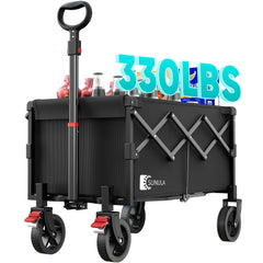 Sekey 330LBS Collapsible Wagon Heavy Duty 130L Large Capacity, Foldable Wagon Cart with All-Terrain Wheels, Lightweight Folding Wagon for Grocery, Shopping.