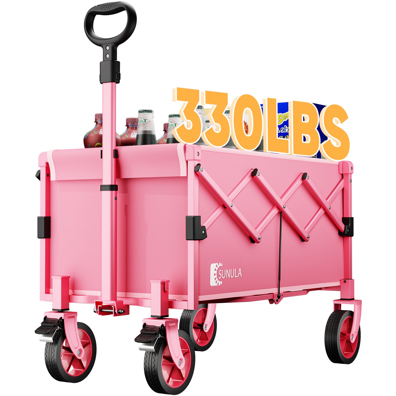 Sekey 330LBS Collapsible Wagon Heavy Duty 130L Large Capacity, Foldable Wagon Cart with All-Terrain Wheels, Lightweight Folding Wagon for Grocery, Shopping.