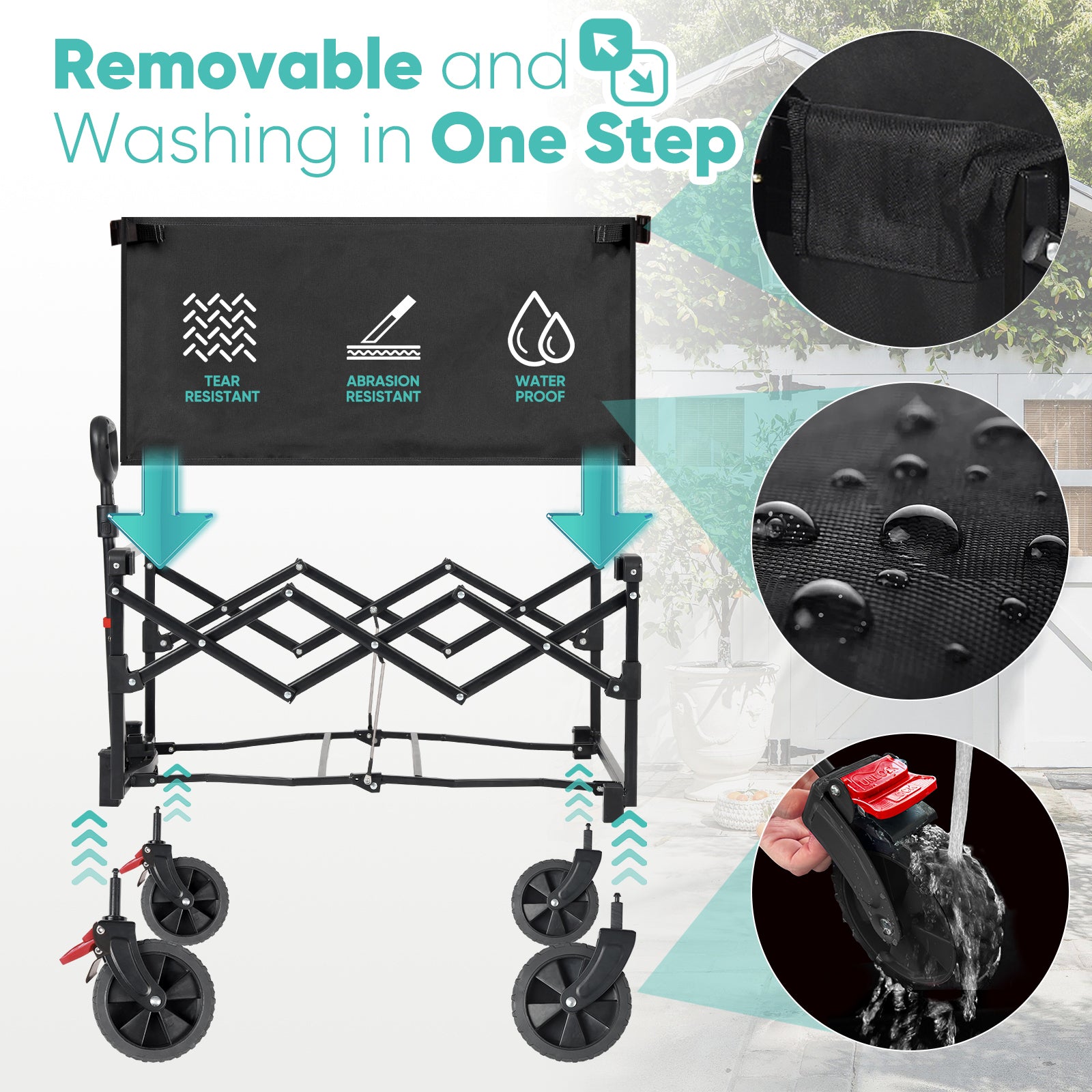 Sekey 220LBS Collapsible Wagon Heavy Duty 130L Large Capacity, Foldable Wagon Cart with All-Terrain Wheels, Lightweight Folding Wagon for Grocery, Shopping.