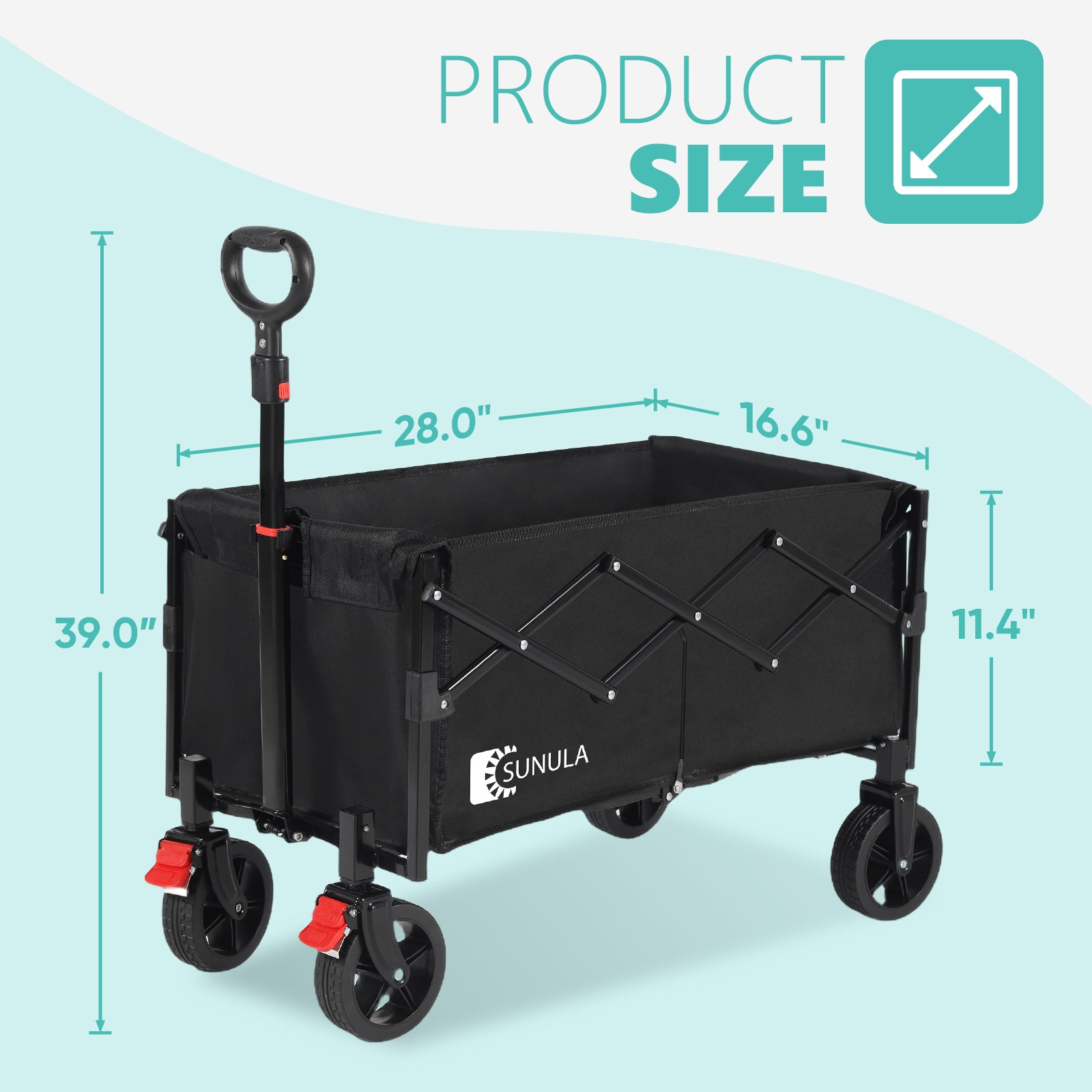 Sekey 220LBS Collapsible Wagon Heavy Duty 130L Large Capacity, Foldable Wagon Cart with All-Terrain Wheels, Lightweight Folding Wagon for Grocery, Shopping.