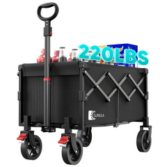 Sekey 220LBS Collapsible Wagon Heavy Duty 130L Large Capacity, Foldable Wagon Cart with All-Terrain Wheels, Lightweight Folding Wagon for Grocery, Shopping.