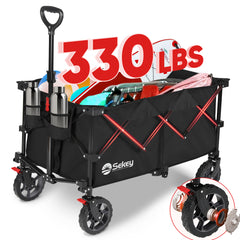 Sekey 330LBS Foldable Wagon with 220L Large Capacity, Heavy Duty Collapsible Wagon Cart