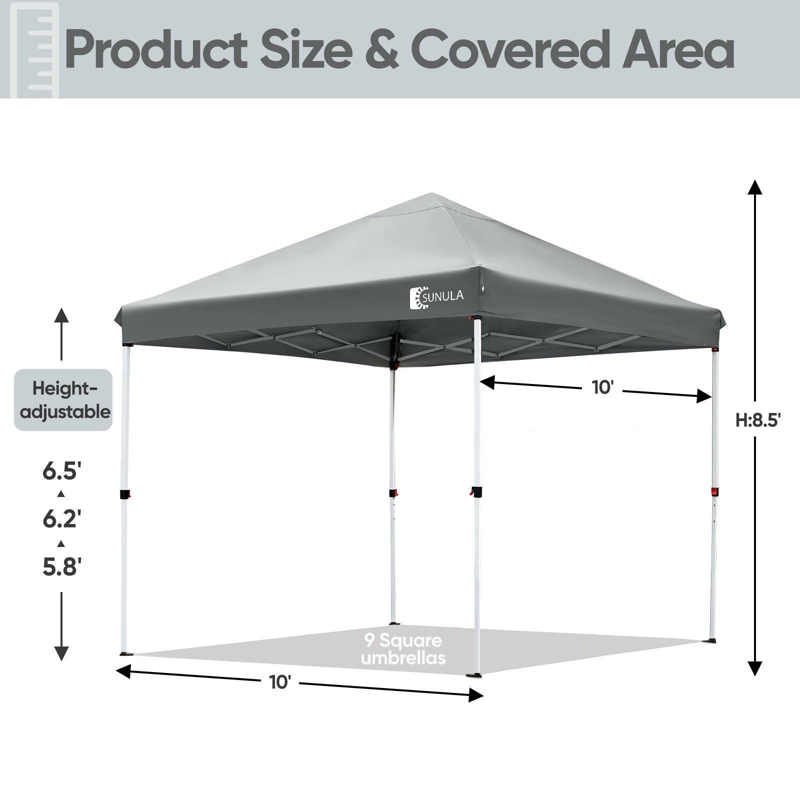 square pop up tent Sekey 10x10 Pop Up Canopy Tent, Instant Outdoor Gazebo, Portable Shelt
